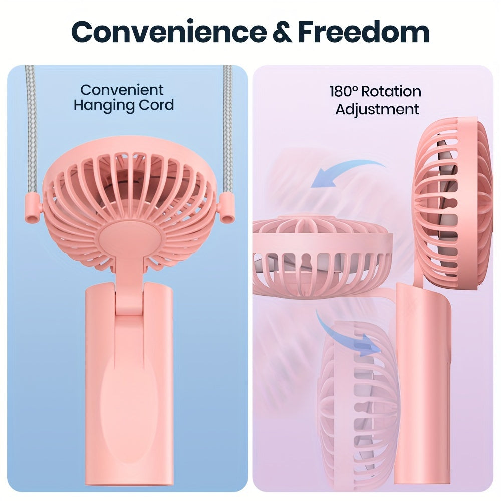 Portable Handheld Fan with 5000mAh Battery Up to 24 Hours Rechargeable Foldable Quiet Brushless Motor