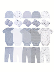 Newborn Baby Clothes Set 20 Pieces Cotton Rompers Pants Hats Gloves for Boys