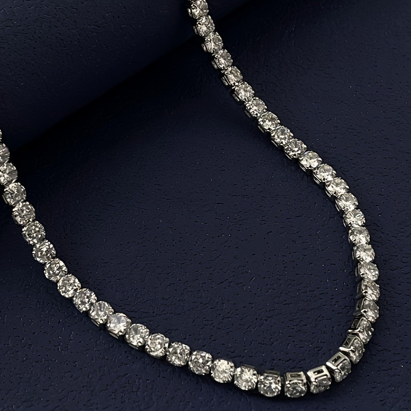 Sterling Silver Tennis Necklace for Women 4mm Zirconia Pave Elegant Jewelry