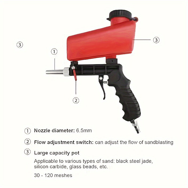Portable Sandblasting Gun 90psi Gravity-Fed for Rust Removal and Detailing
