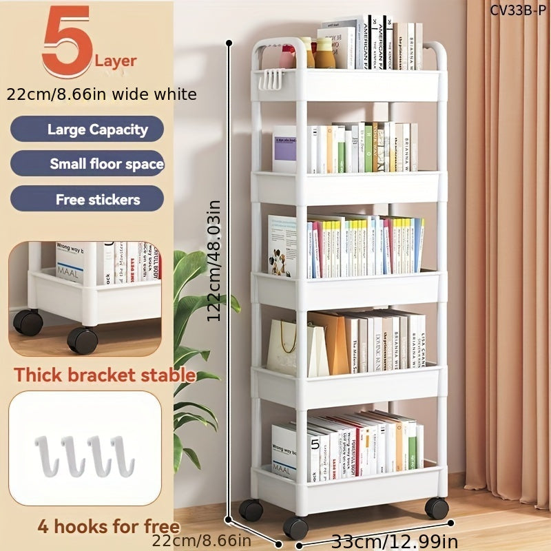 Durable Plastic Home Organizer with Wheels, Large Capacity Multi-Layer Storage