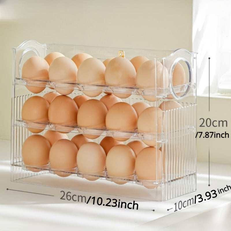 Caja de almacenamiento para huevos apilable, organizador de nevera giratorio, transparente, duradero, de ABS