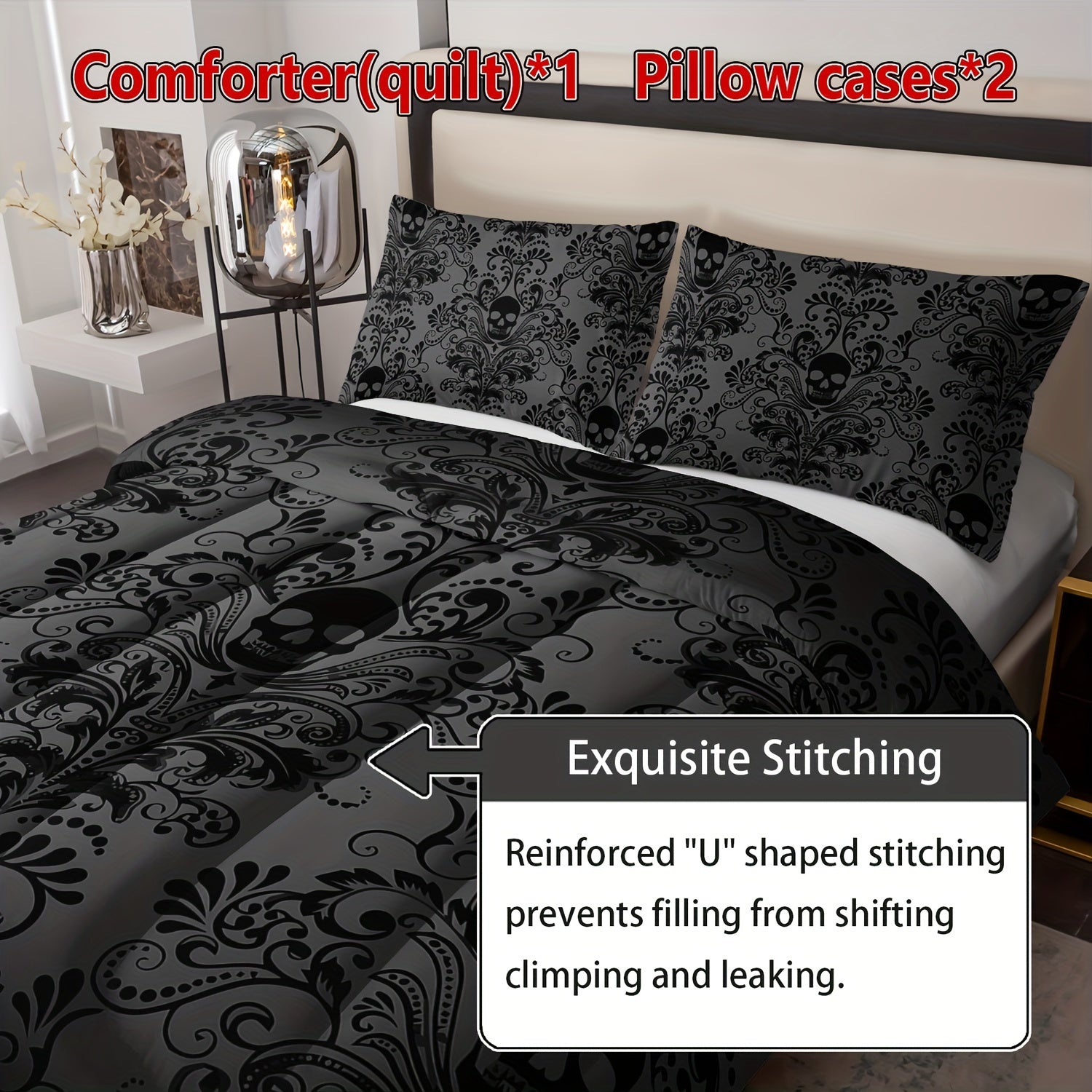 Комплект одеял с черепом и цветочным узором, 3 предмета, легкий, дышащий, летний постельный комплект для дома или общежития