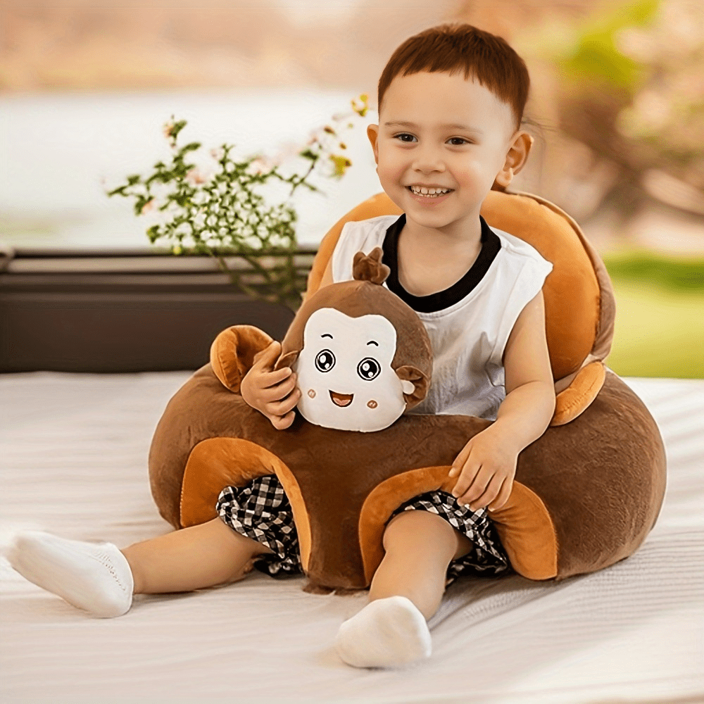 Baby Floor Seat with Plush Animal Design Support for Sitting Up Learning to Sit