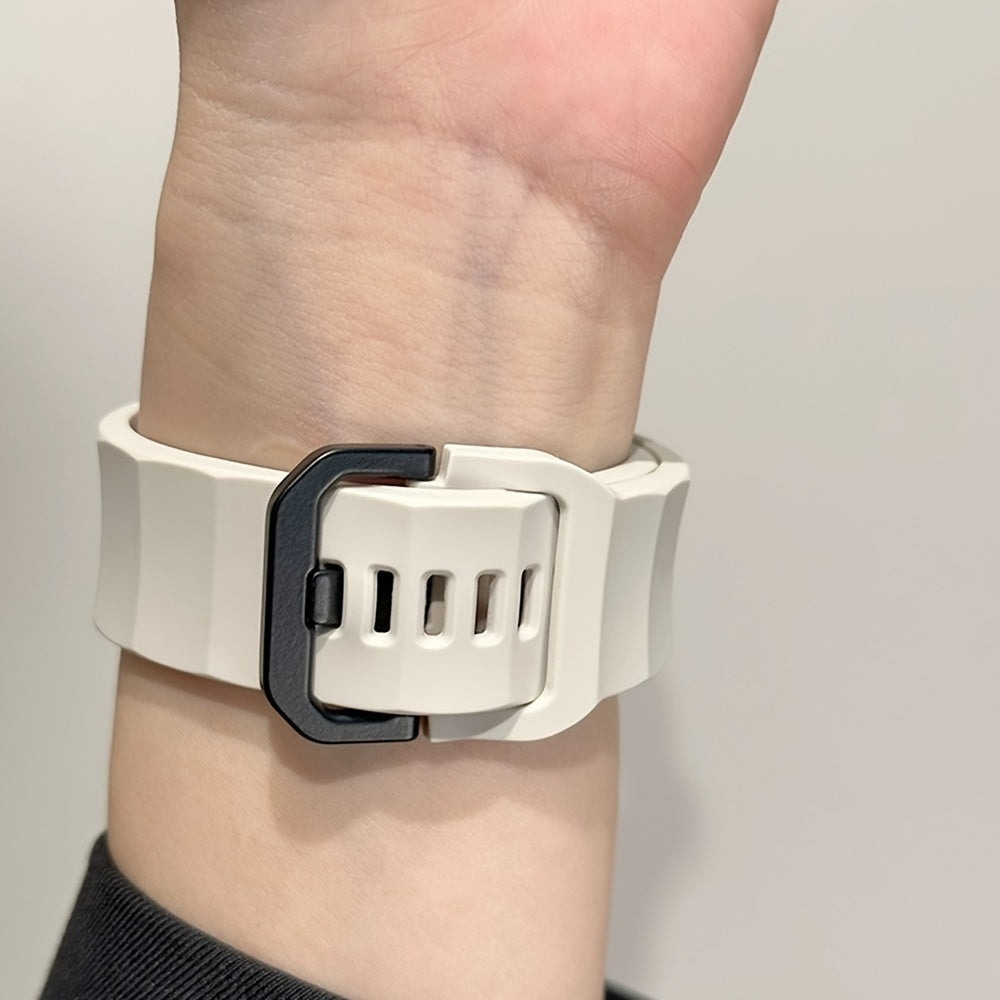 Silicone Sports Watch Strap for Apple Watch Series 3-9 Ultra2 42mm 44mm 45mm 49mm Black Buckle