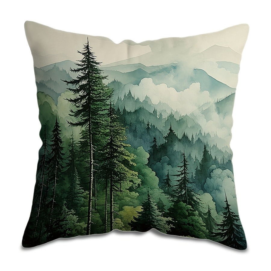 Square Pillow Cover Soothing Serenity Forest Green 44.96cm Washable Sofa Bedroom Decor