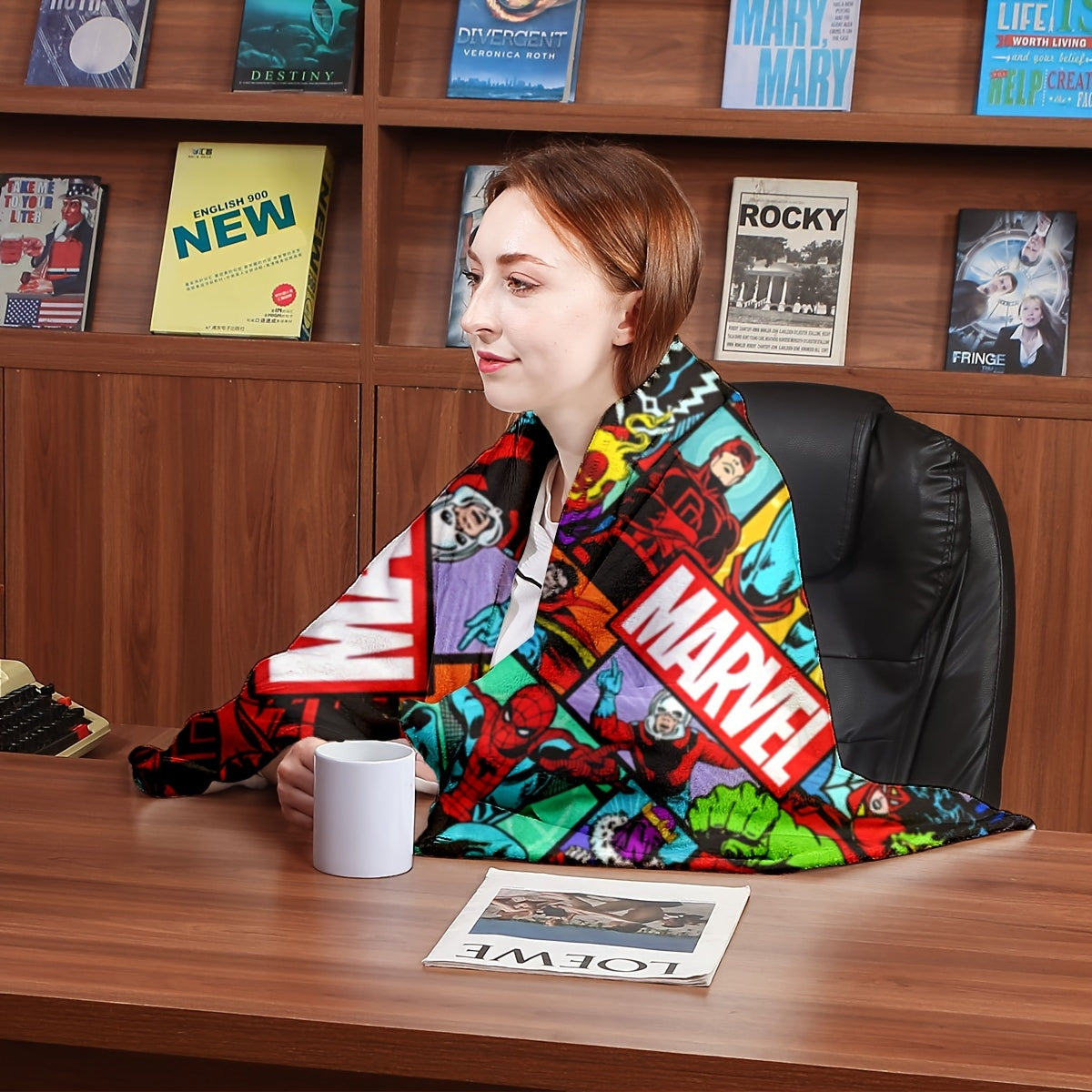 Knit Throw Blanket with Anime Character Design for All Seasons Couch Bed Travel