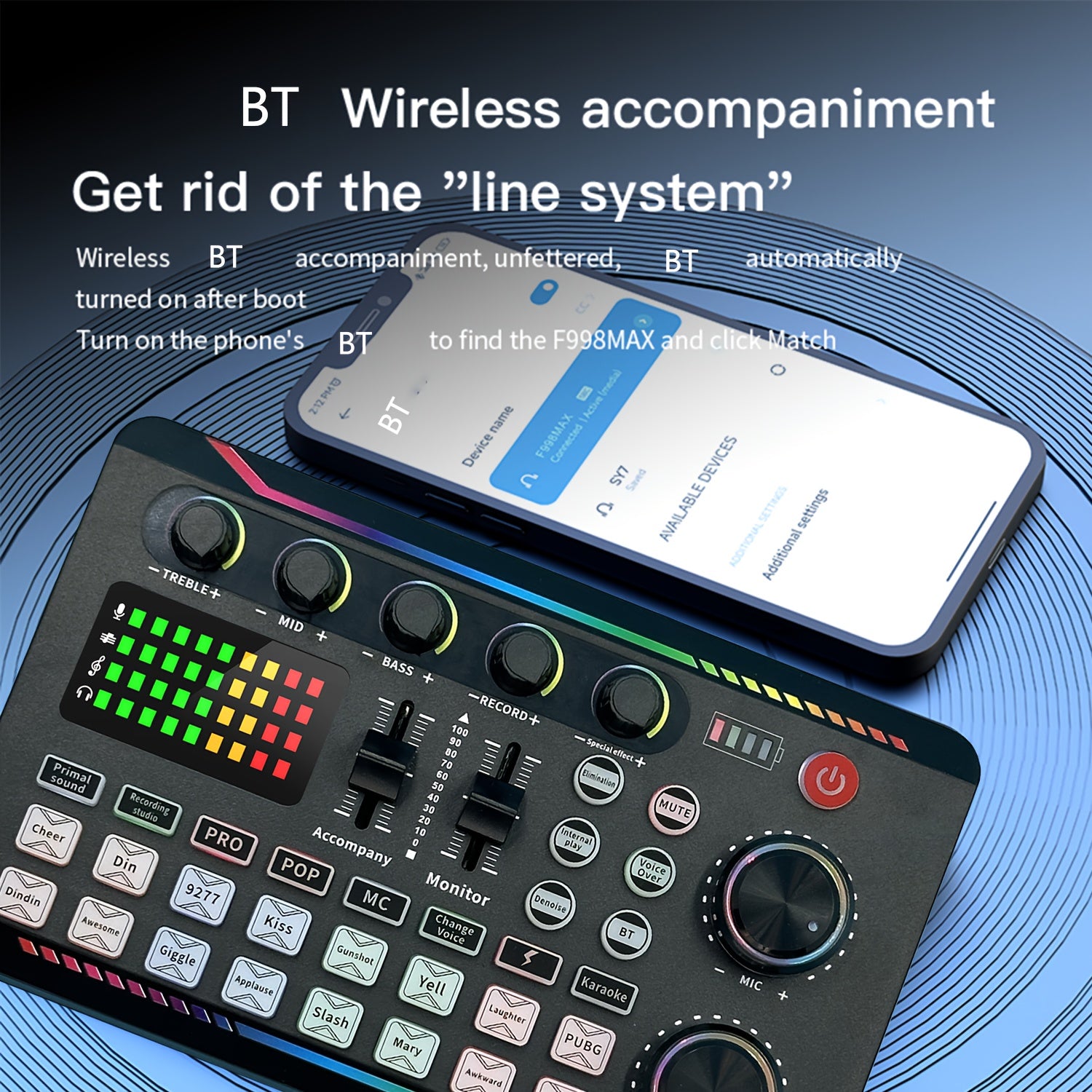 Professional Podcasting Microphone Kit with Live Sound Card and Mixer Black 3.5mm USB Charging