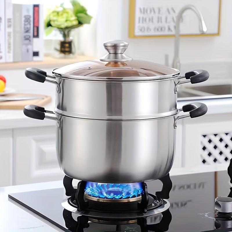 Stainless Steel Stockpot with Steamer Insert for Soups Stews and Seafood
