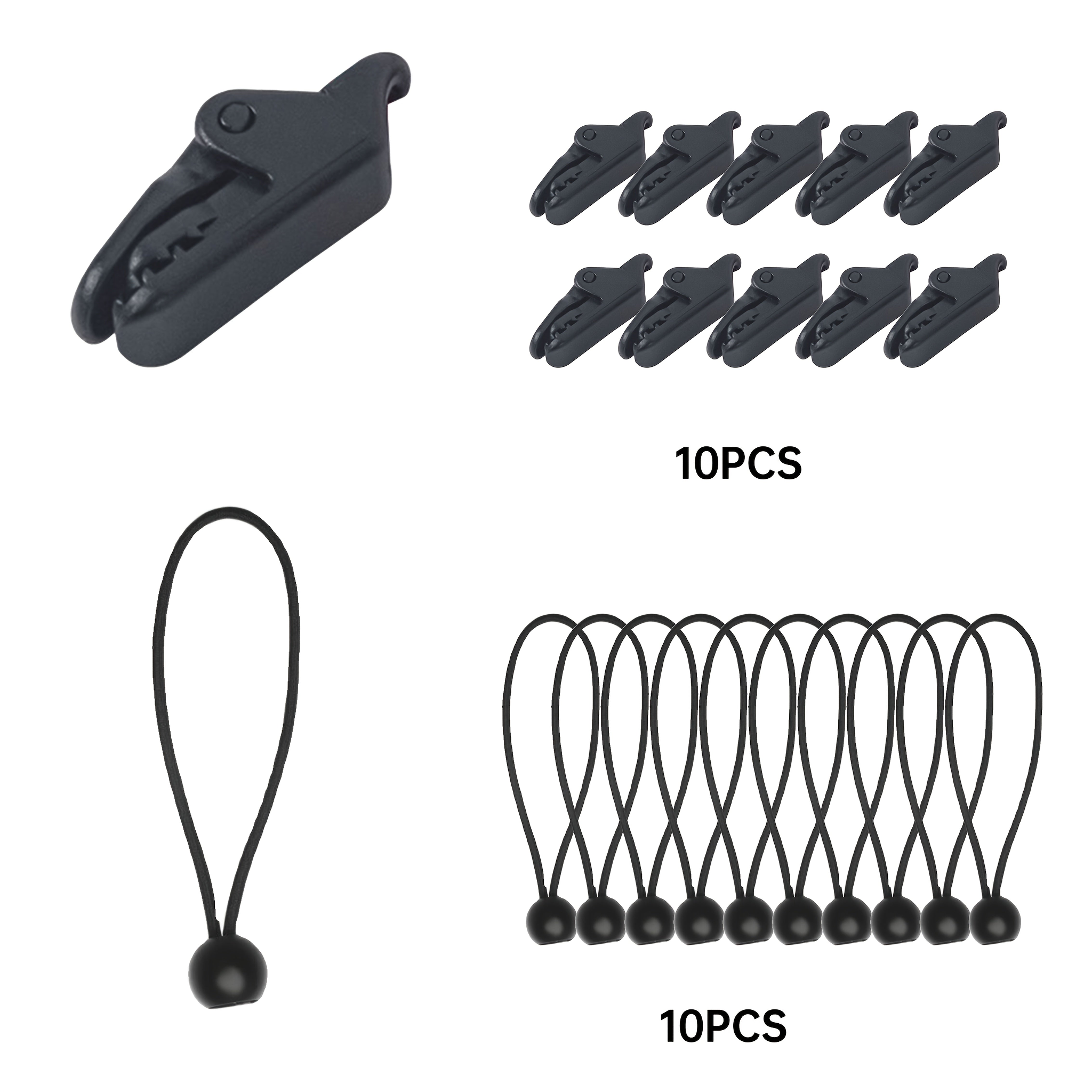 Heavy-Duty Elastic Cord Ties Black Rubber Bands for Camping Camping Gear Bikes Ladders