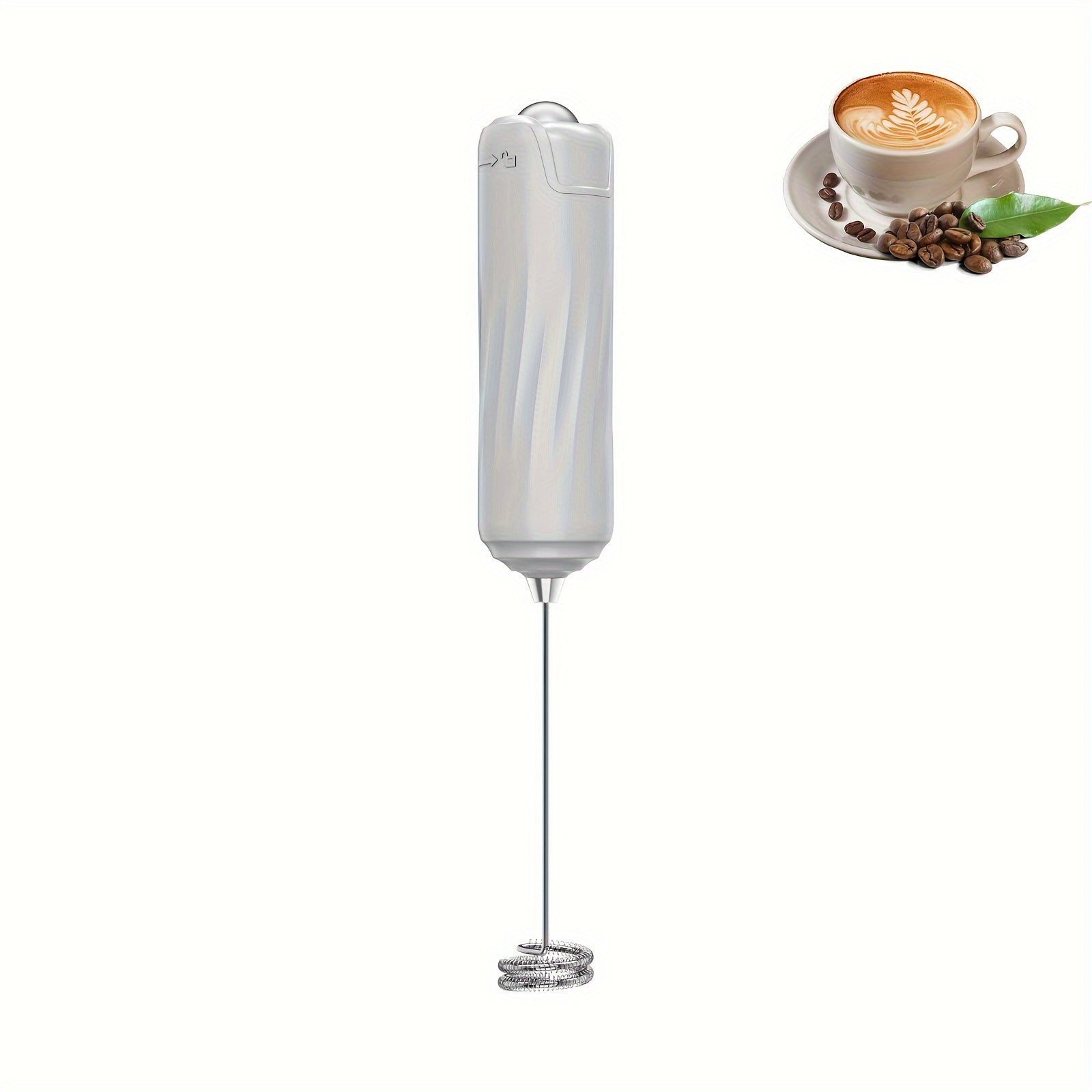 Portable Electric Milk Frother Black Battery-Powered Coffee Latte Cappuccino Mixer