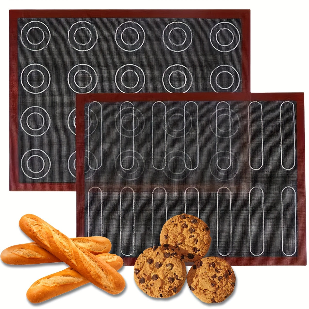 Hollow Baking Mats Set with Black Background Non-Stick Silicone Baking Sheets