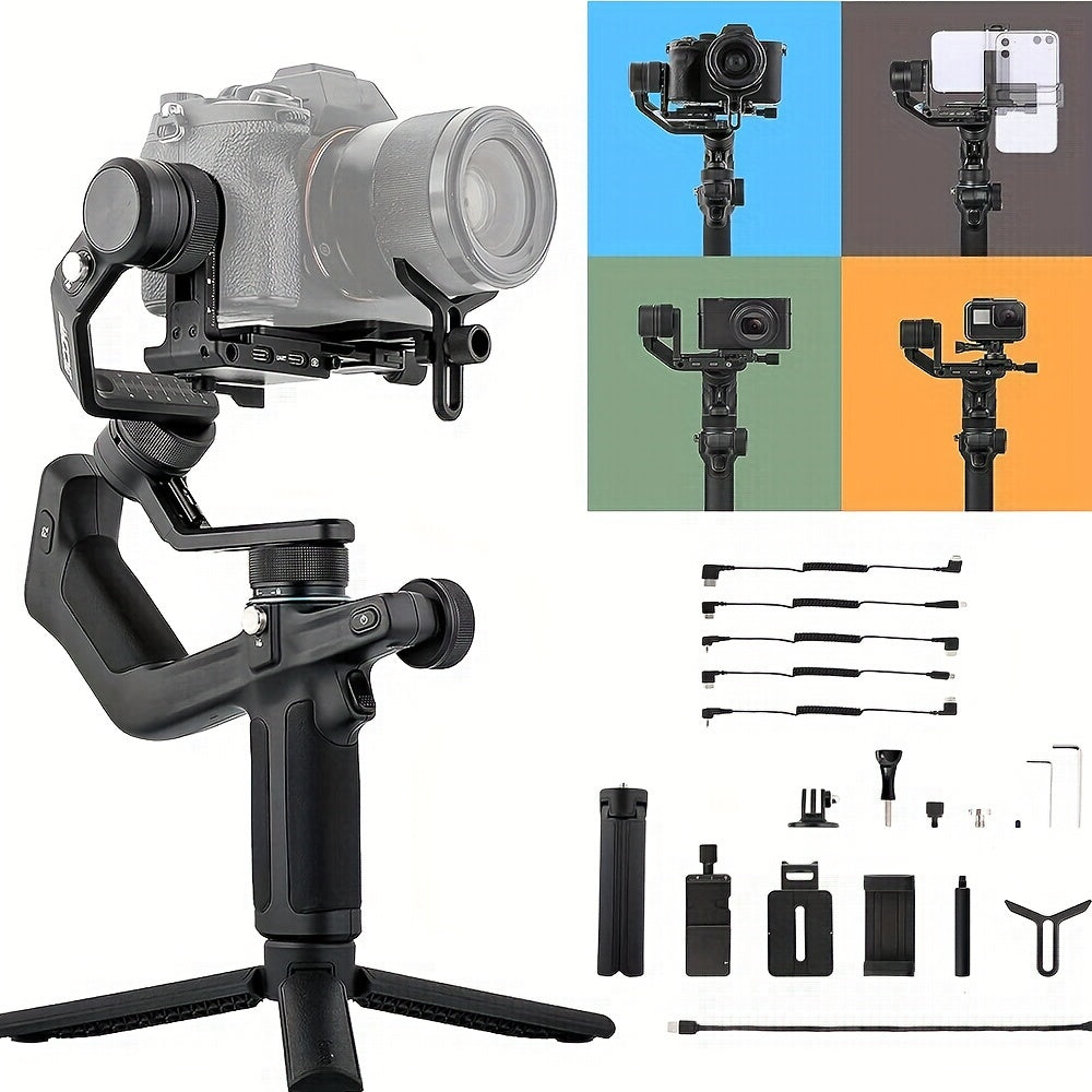 Mini 3-Axis Gimbal Stabilizer for Mirrorless Cameras Action Cameras Smartphones Up to 1.18KG