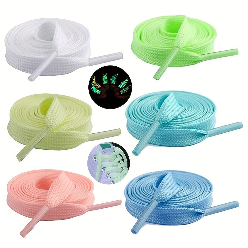 Glow-in-the-Dark Shoelaces 6 Pcs Durable Polyester Vibrant Mixed Colors