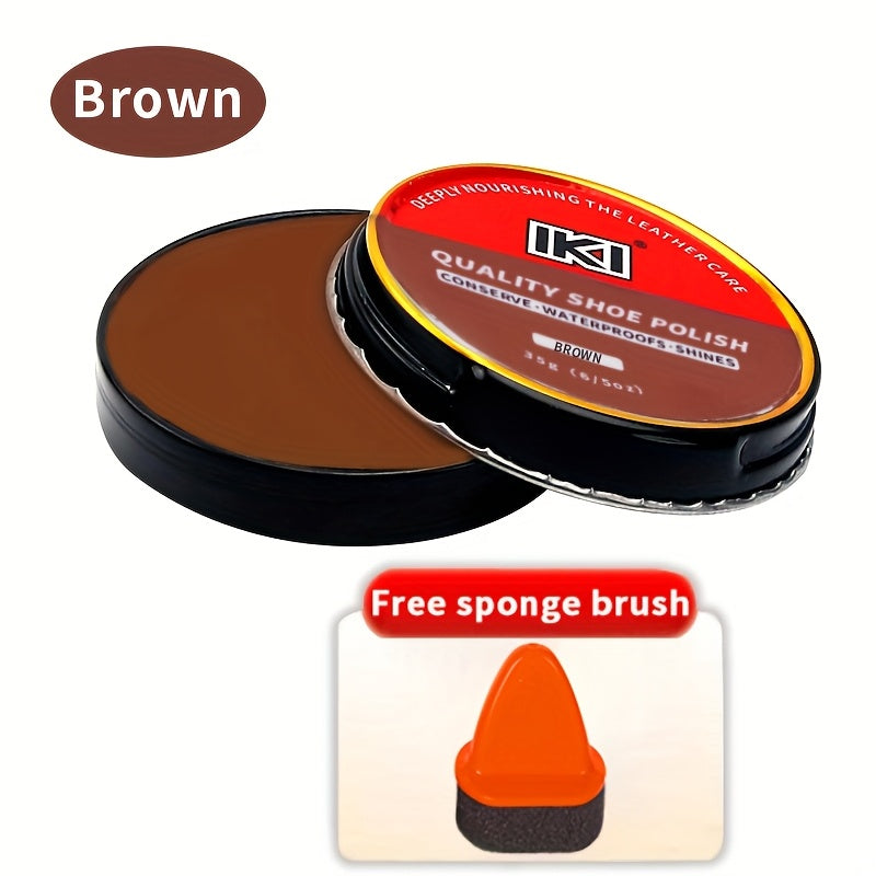 Leather Shoe Care Kit With Polishing Sponge And Wax in Black Brown or Universal