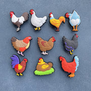 10Pcs Cartoon Chicken Shoe Charms Colorful PVC Shoe Accessories for Teens Adults