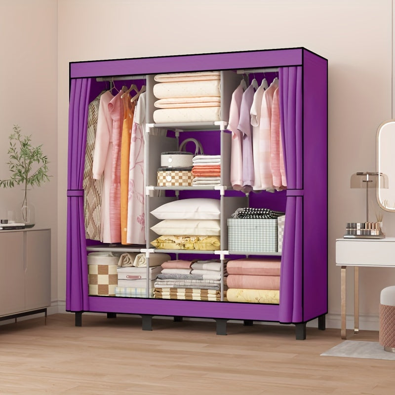 Чёрный тканевый шкаф с металлическим каркасом, многоуровневое хранение для общежитий и домов