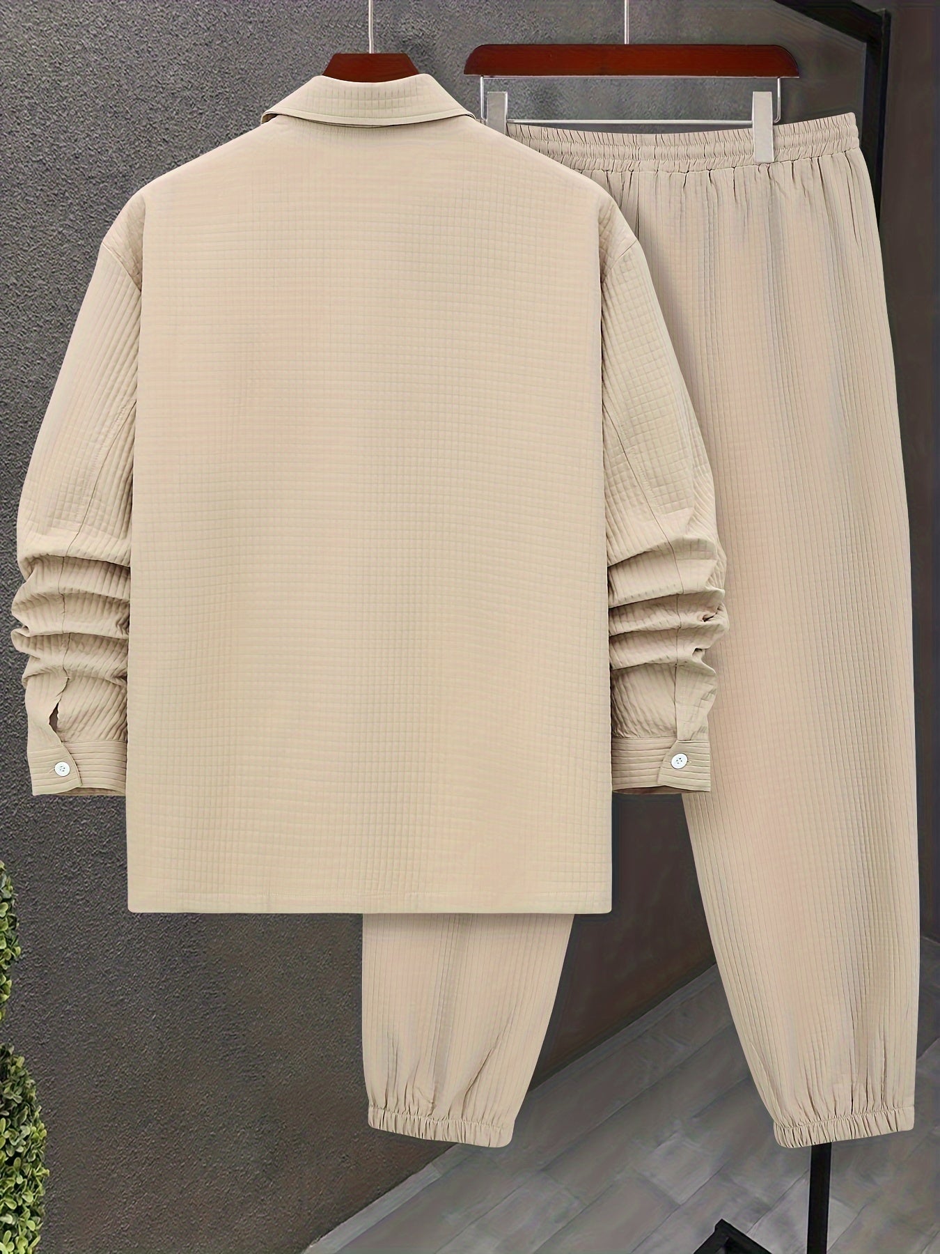 Мужской комплект из рубашки и брюк большого размера в повседневном стиле с длинными рукавами из хлопка, синий