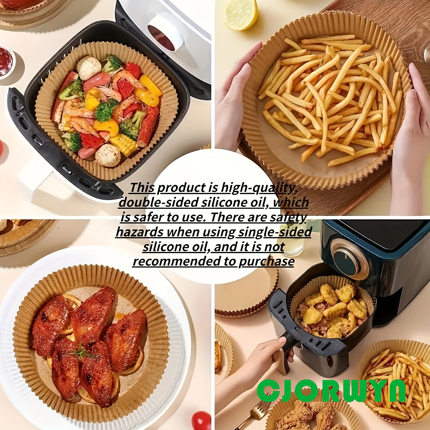 100pcs Non-Stick Round Parchment Paper Liners for Air Fryer Baking Roasting