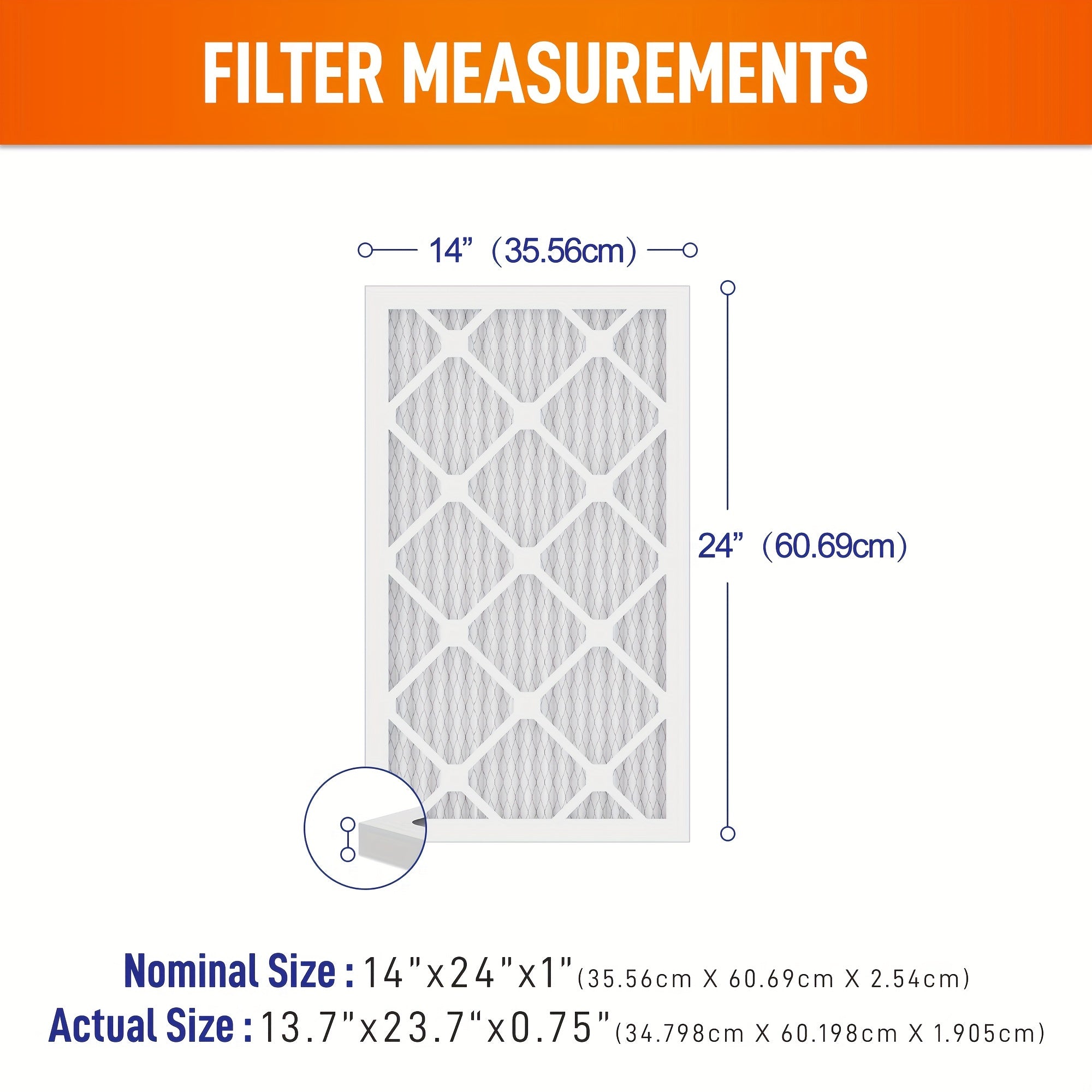 Set of 6 MERV 8/11/13 Pleated Air Filters for HVAC AC Furnace 35.56x60.96 cm