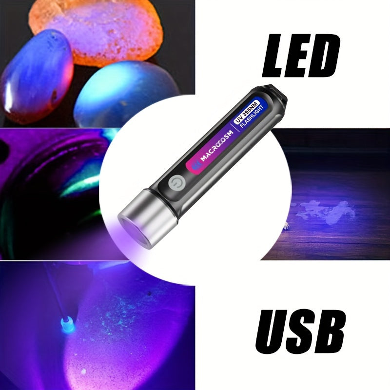 UV LED Flashlight for Inspection and Detection USB Rechargeable Lithium Battery