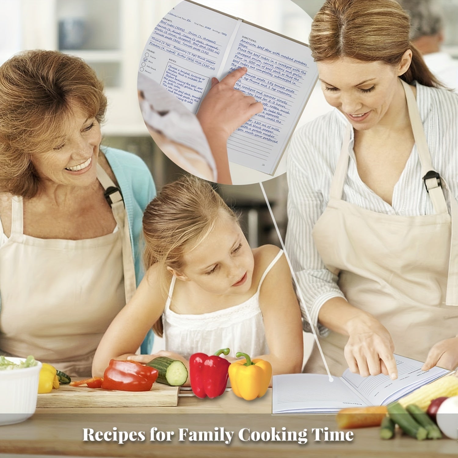 Персонализированный жесткий рецептный журнал - Пустой блокнот для кулинарии, уникальные узоры