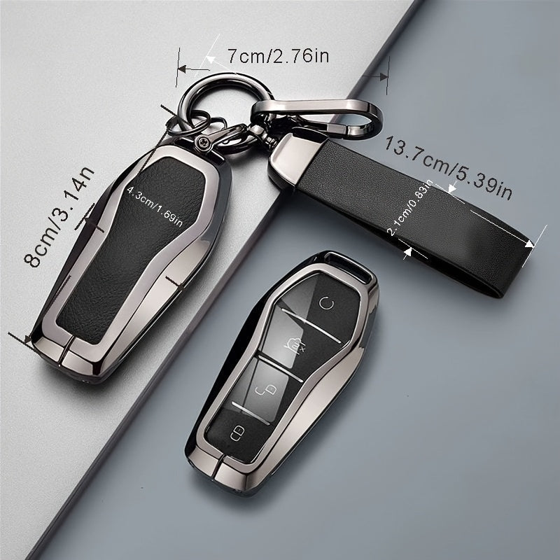 Car Key Cover Zinc Alloy Durable Wear-Resistant Drop-Proof Keychain Accessory