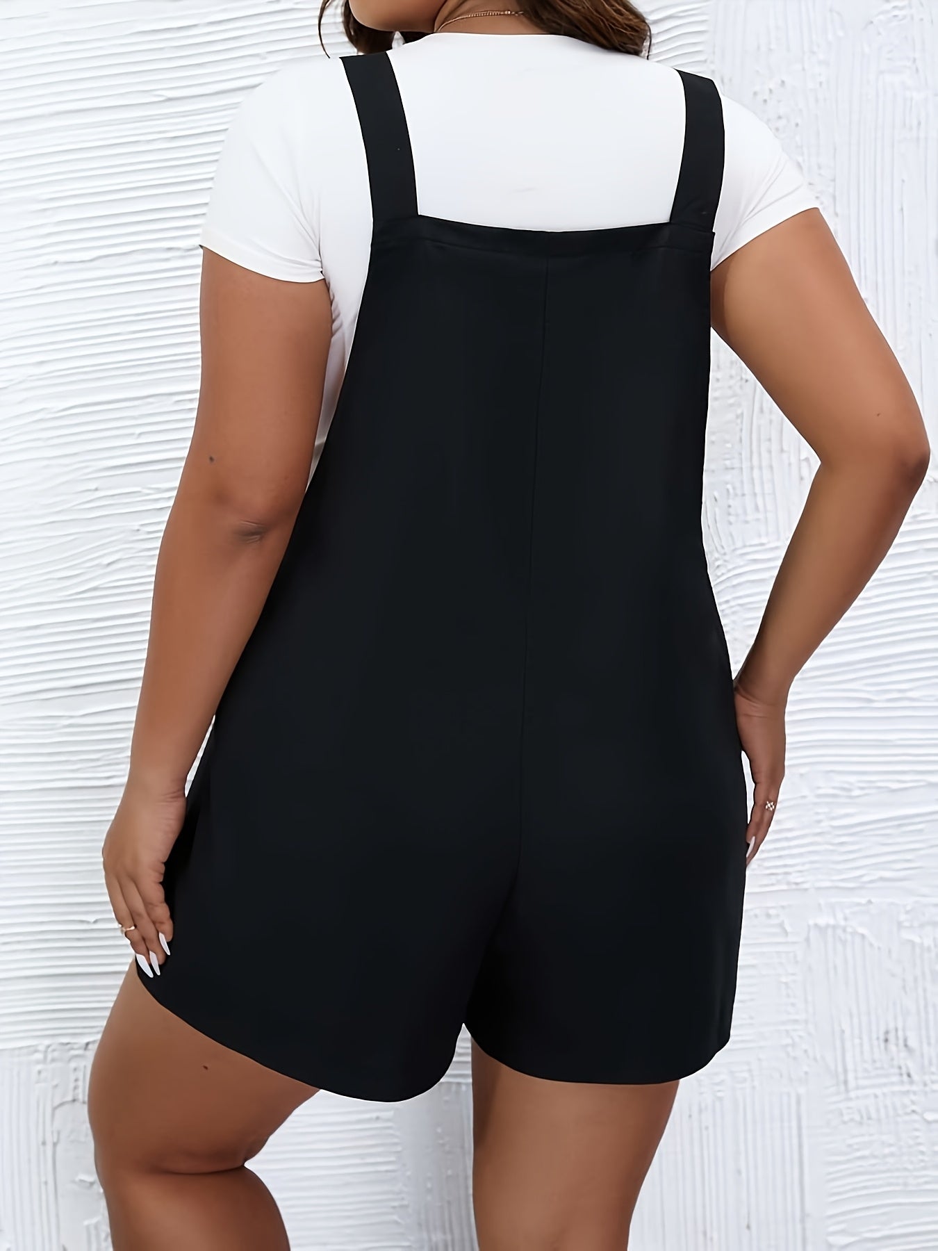 Women's Sleeveless Square Neck Jumpsuit with Pockets, Stretchy Loose Fit