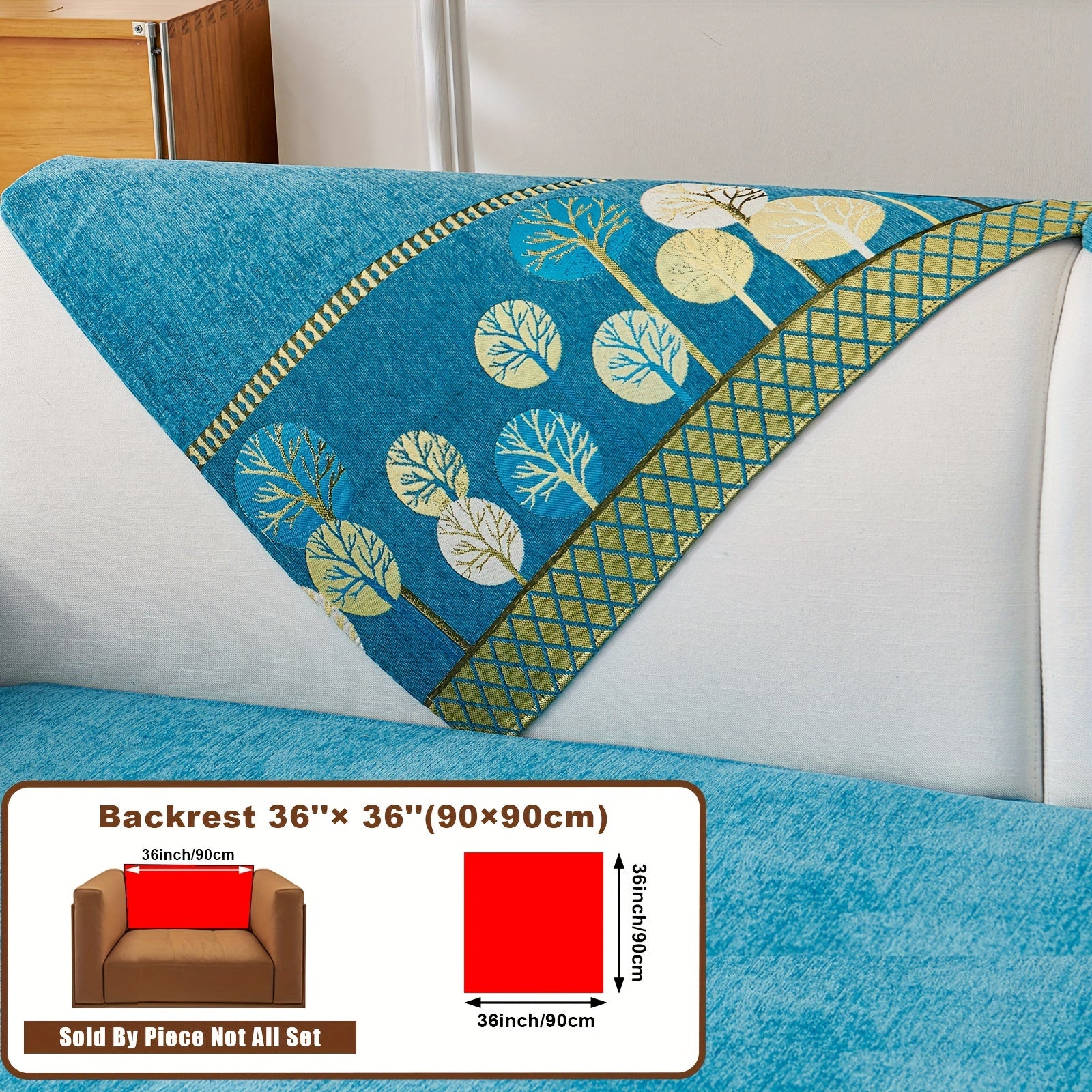 Boho Chic Jacquard Chenille Sofasi Qoplamasi Oygʻon Daraxt Mavzusi Boshqalar uchun Yoqimli Qattiq Yuvilishi Oʻz-oʻzidan yopishmaydigan Bardoshli Qalinlashtirilgan 4 oʻrindiqli kresloni mos keladi