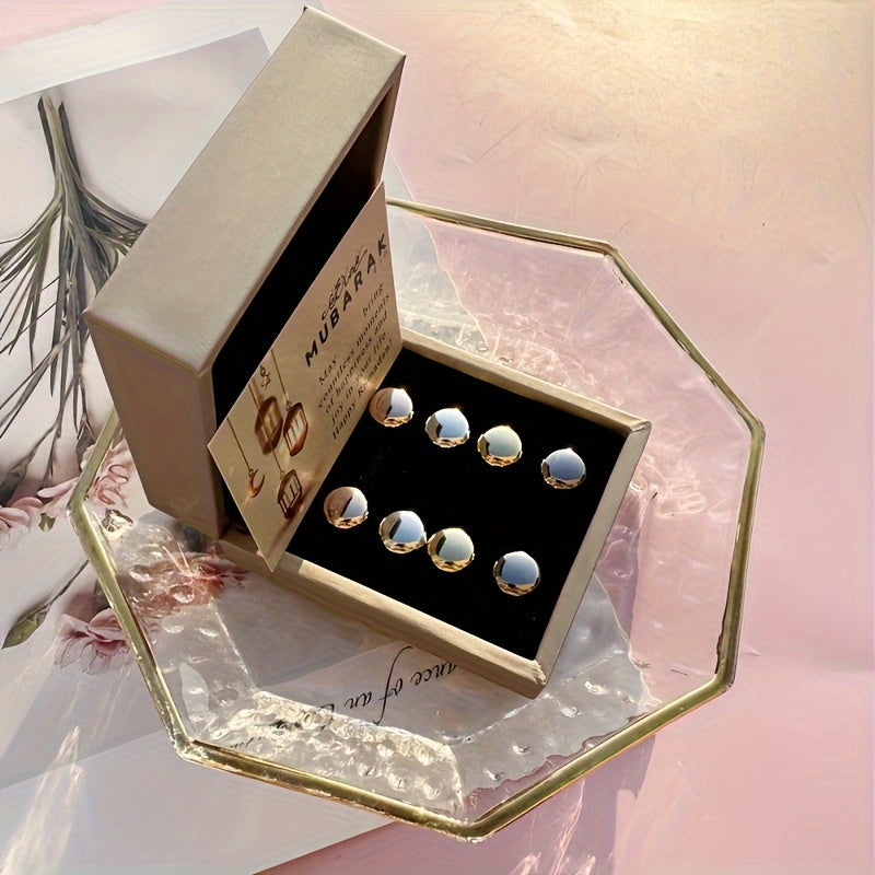 Set of 8 Elegant Alloy Hijab Pins and Brooches with Gift Box and Lantern Design