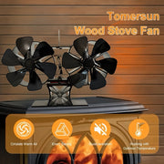 Wood Stove Fan Set with Thermometer and Gloves, Heat Powered, Silent Motor