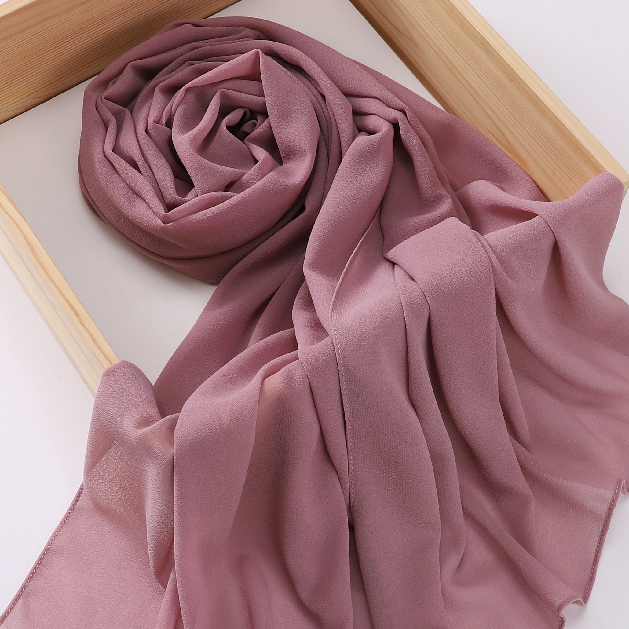 Woven Polyester Chiffon Hijab Scarf Solid Color Lightweight Muslim Head Cover for Casual Ramadan