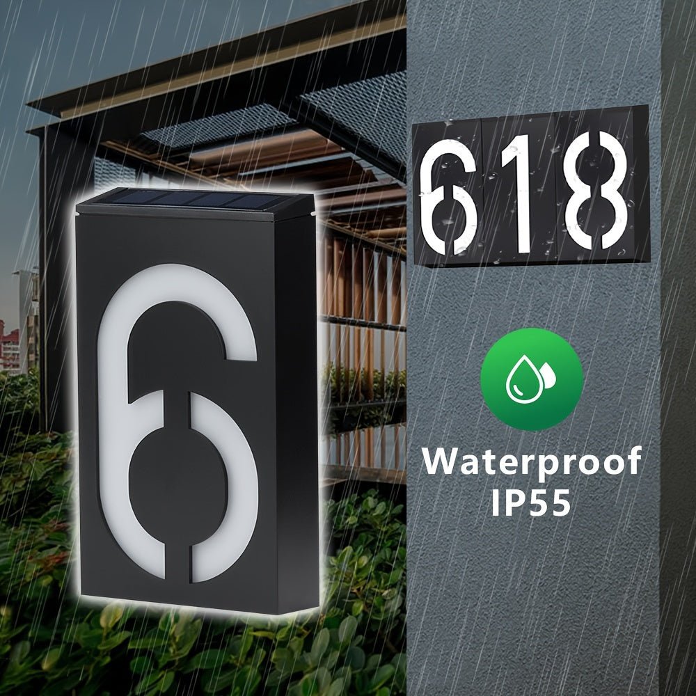 Luz de número de casa solar LED para exteriores, a prueba de agua, señal de dirección, iluminador de pared para jardín y patio