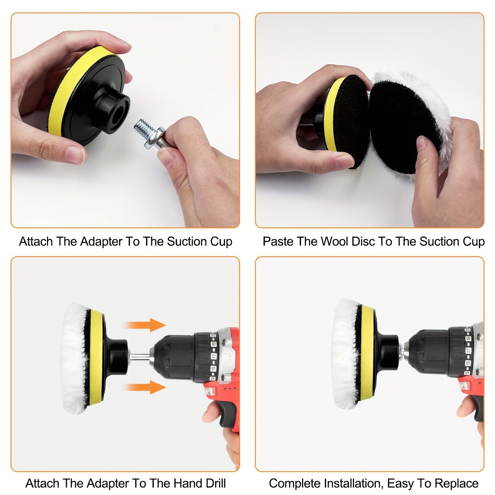 7pcs Car Polishing Kit with Pads for Sanding Polishing Waxing M10 Adapter