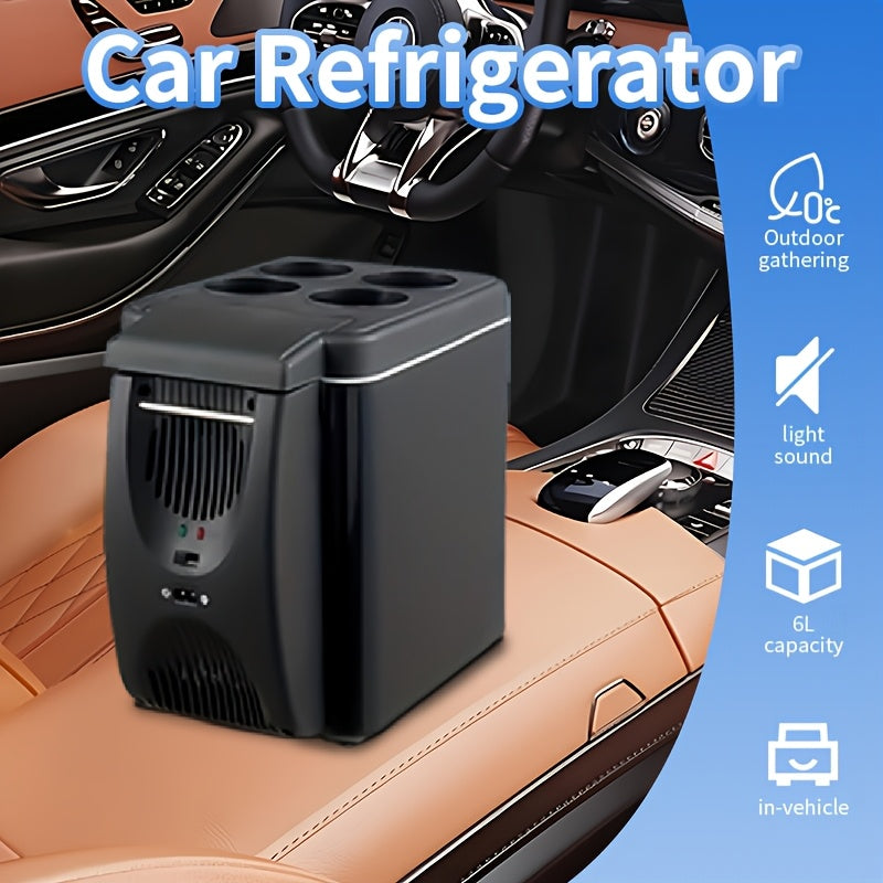 Mini Car Fridge 6L Semiconductor Cooling Compact for Road Trips Outdoor
