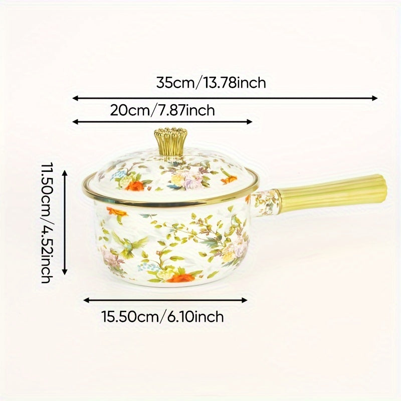 Induksiyaga mos sut qozoni, oltin tutqichi va emal qoplamasi bilan, sho'rva, guruch va jo'xori tayyorlash va xizmat ko'rsatish uchun ajoyib - mukammal oshxona sovg'asi.