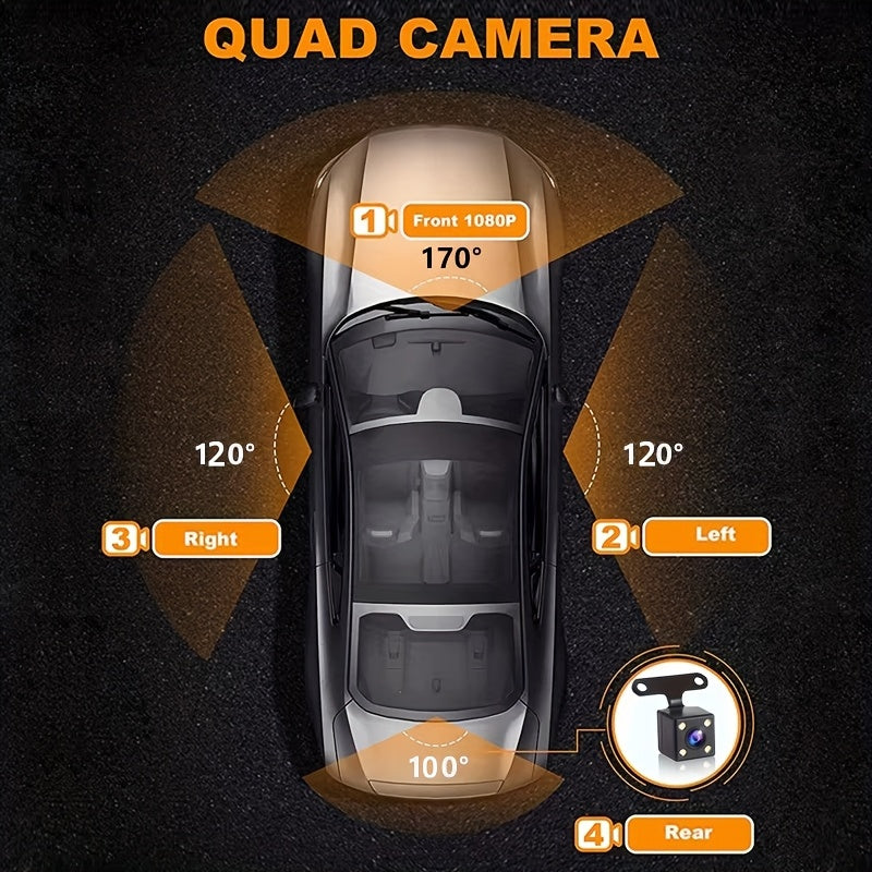 Cámara de tablero HD 1080P de 4 canales con visión nocturna y pantalla LED para el lado del conductor