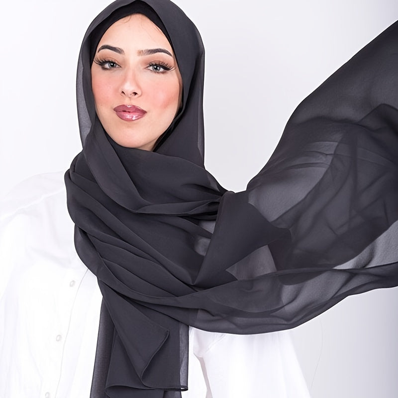 Ayollar uchun toza rangli chiffon hijab sharf, yumshoq, engil va ko‘p maqsadli bosh yopishqoq