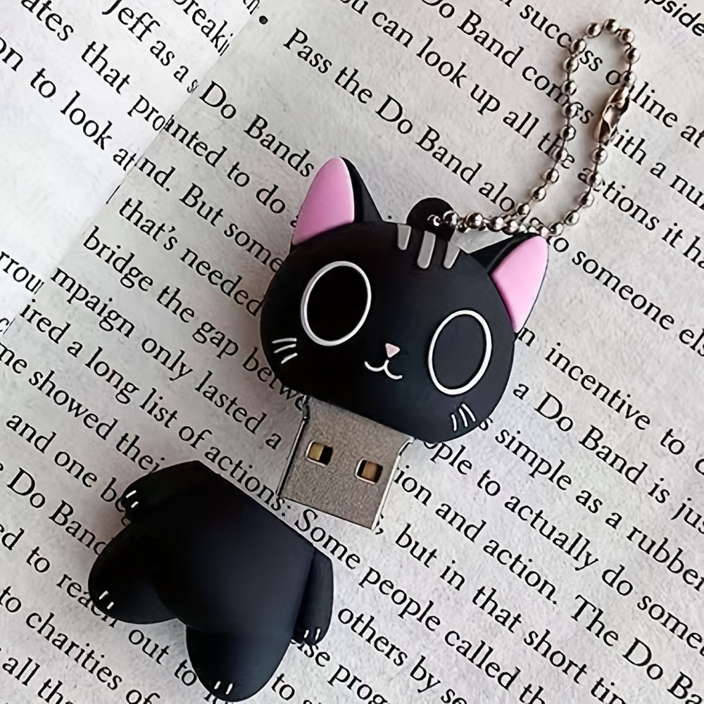 Cute Cat USB Flash Drive 128GB Silicone Portable Data Storage Device