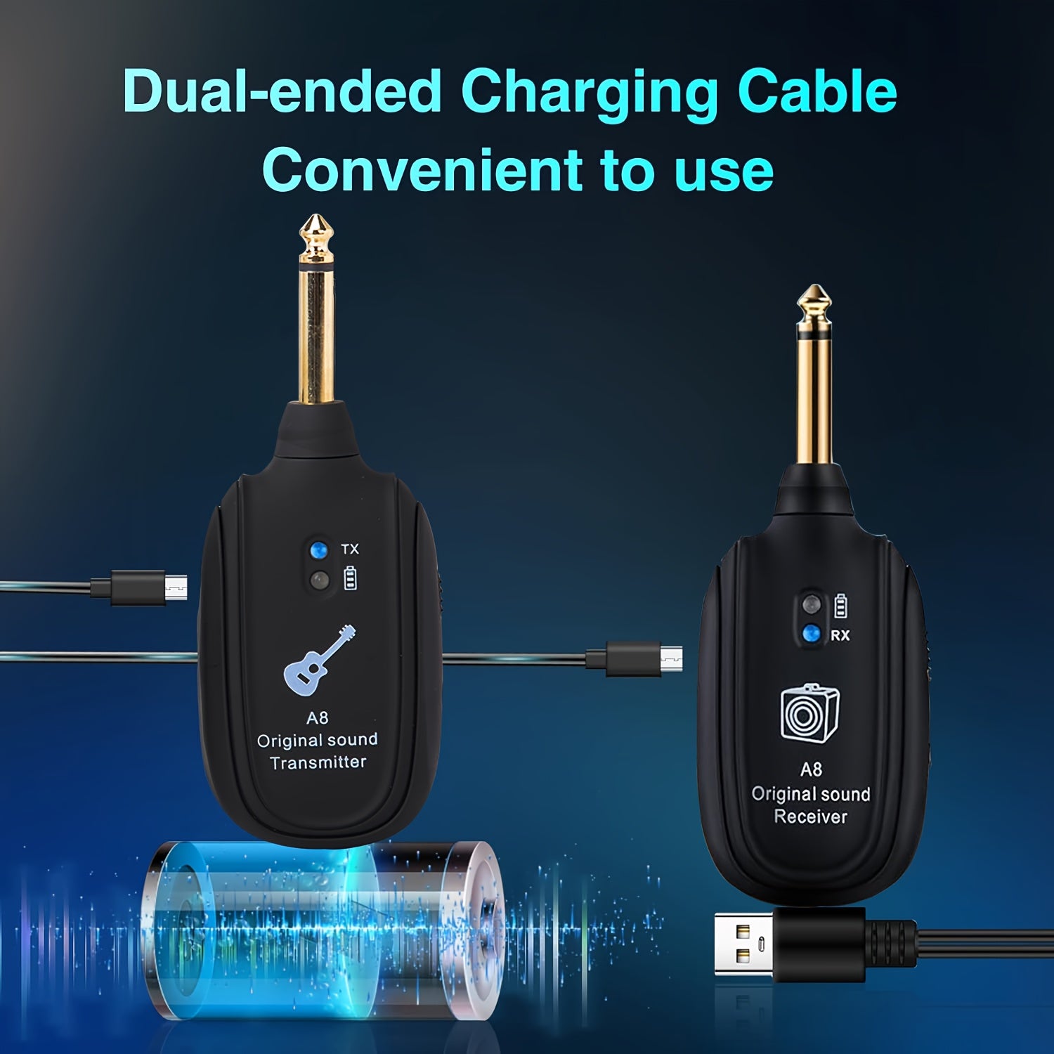 Wireless Guitar System for Acoustic, Electric Instruments Black