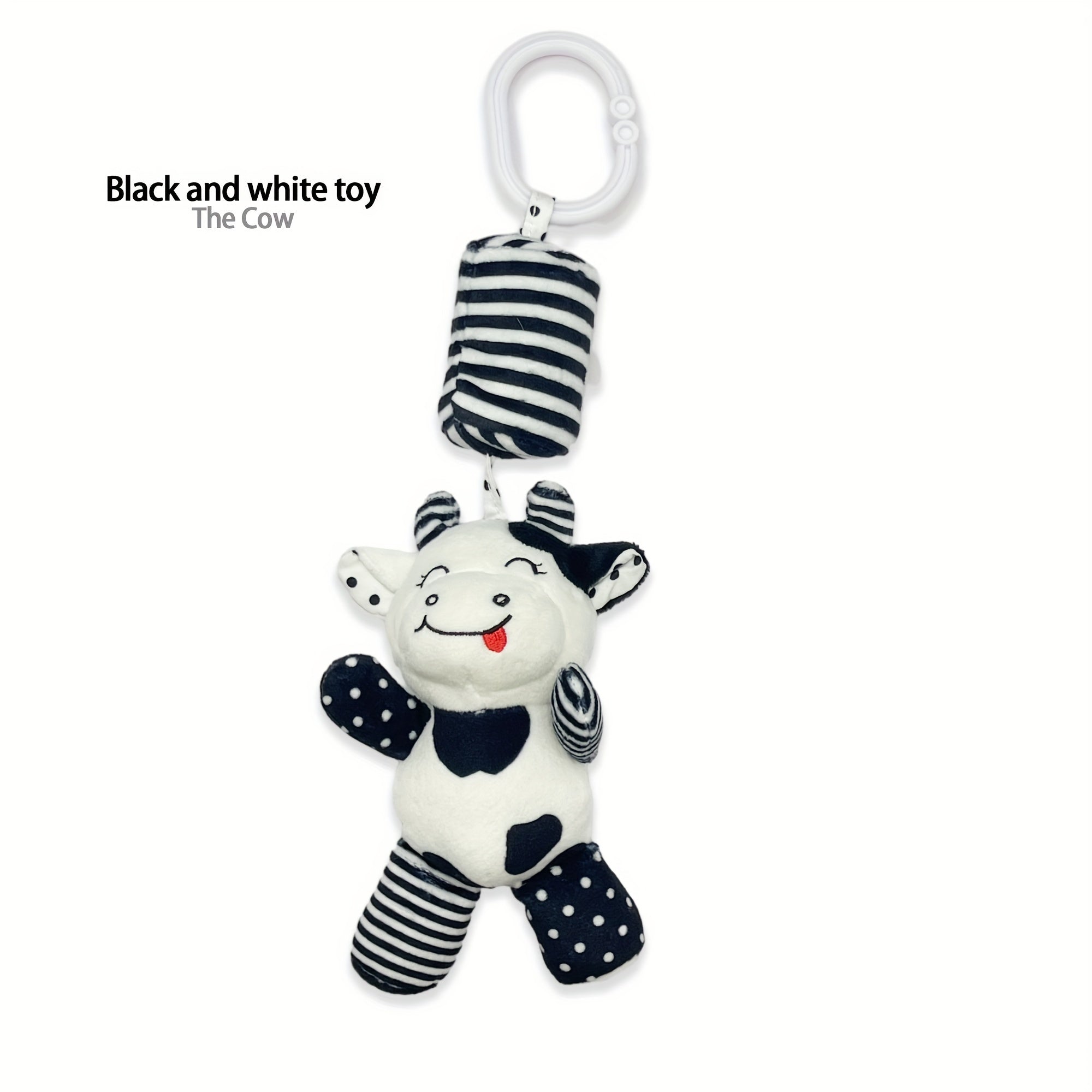 Baby Black and White Wind Chime Bed Decor for Newborns Car Pendant Plush Rattle Visual Training Bell