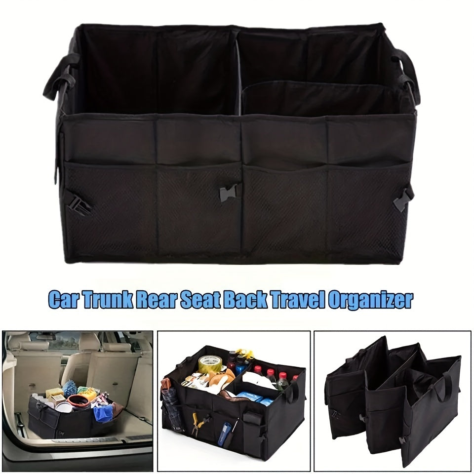 Waterproof Polyester Car Trunk Organizer for SUV Foldable Backseat Storage Black