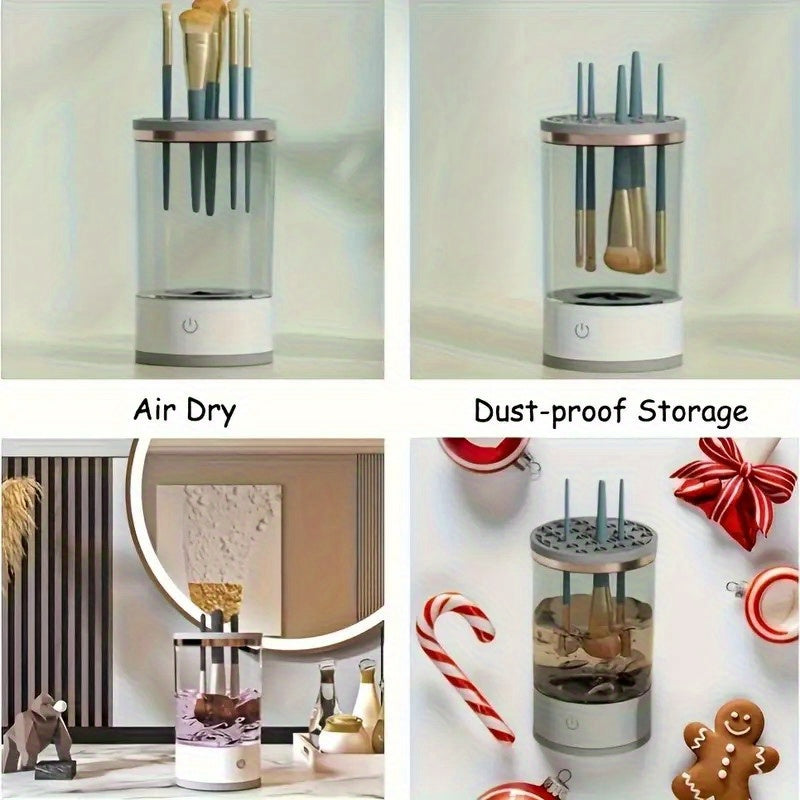 USB-Powered Makeup Brush Cleaner and Dryer All Brush Types Battery-Free Easy Operation Holiday Gift