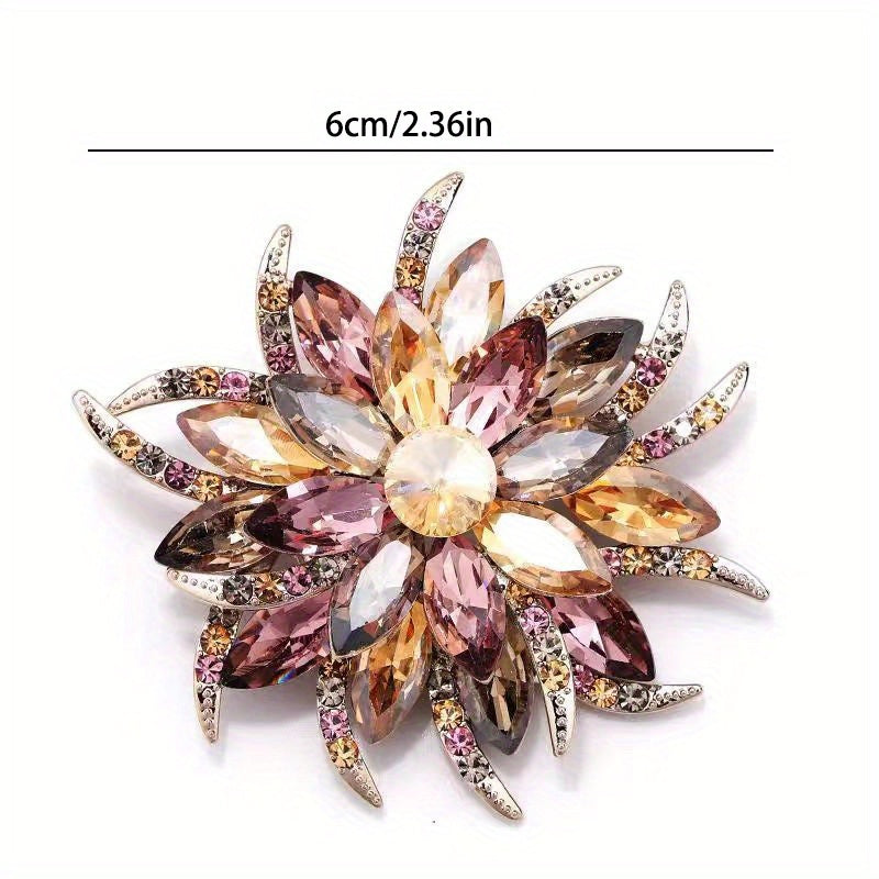 Elegant Rhinestone and Enamel Irregular-Shaped Brooch for Women