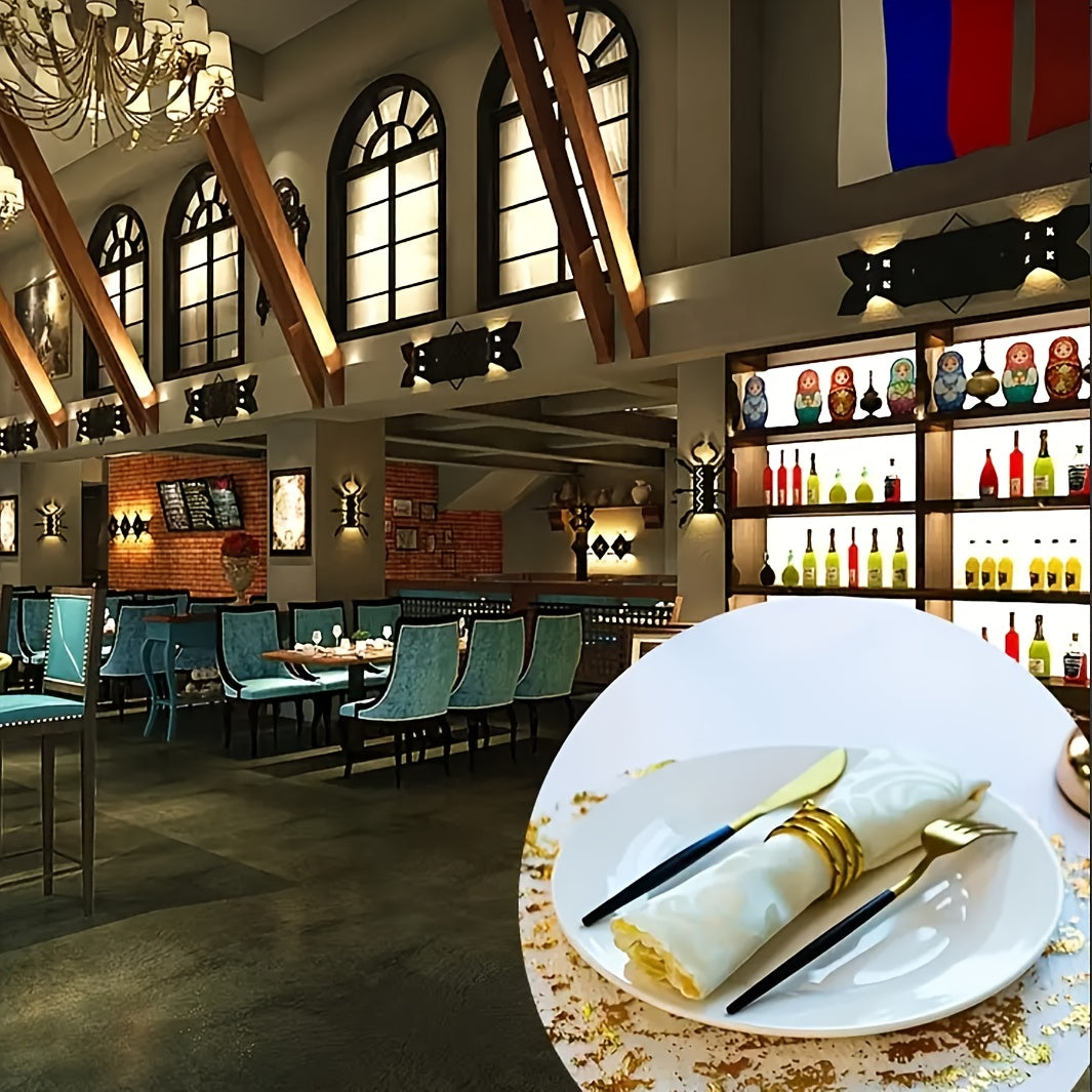 12 ta bir martalik oltin stol osti to'plami, metall doira 33.02 sm oltin folga to'plangan kuz stol osti. Ovqatlanish stoli, to'y, tug'ilgan kun partiyasi yoki bayram bezaklari uchun mukammal.