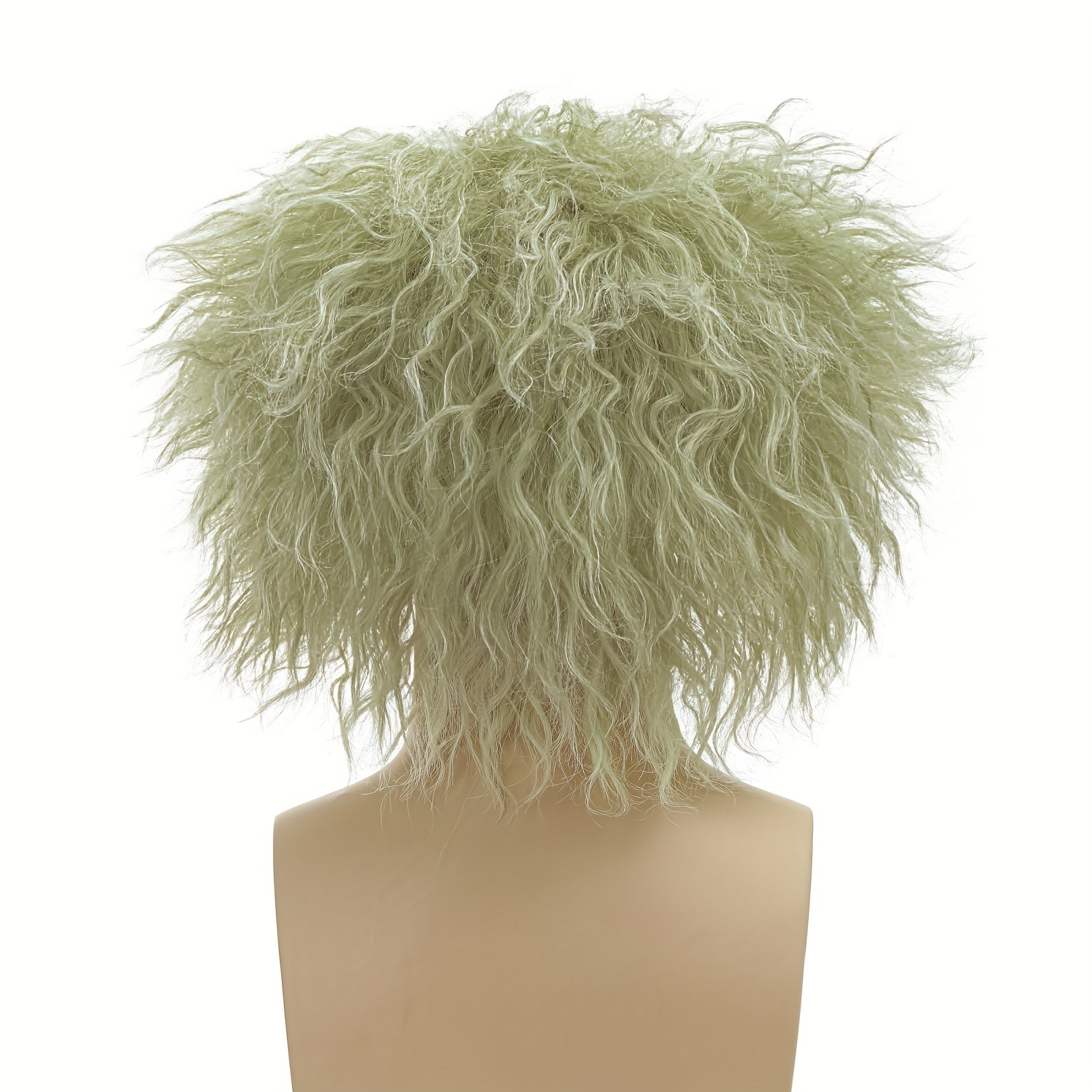 Green Curly Fiber Wig for Halloween Cosplay Costume Accessory