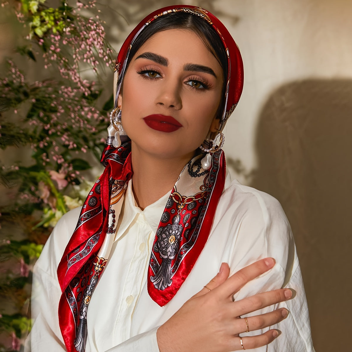 Pañuelo de satén de seda cuadrado para mujer, protección solar, turbante para la cabeza, 89.99cm