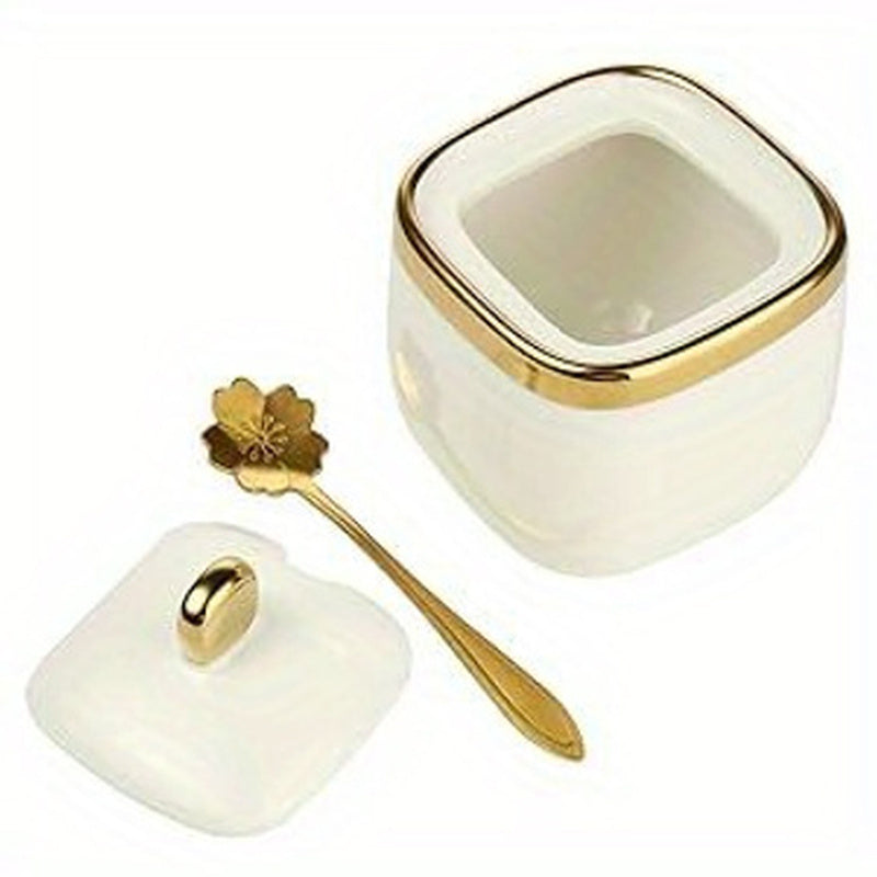 Juego de 3 piezas de tarros de porcelana para condimentos con tapas, organizador de azúcar, especias y condimentos