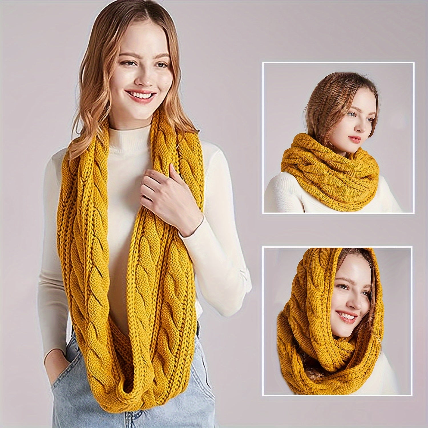 Women's Infinity Scarf Knit Warm Soft Autumn Winter Elastic Coldproof Neck Cover