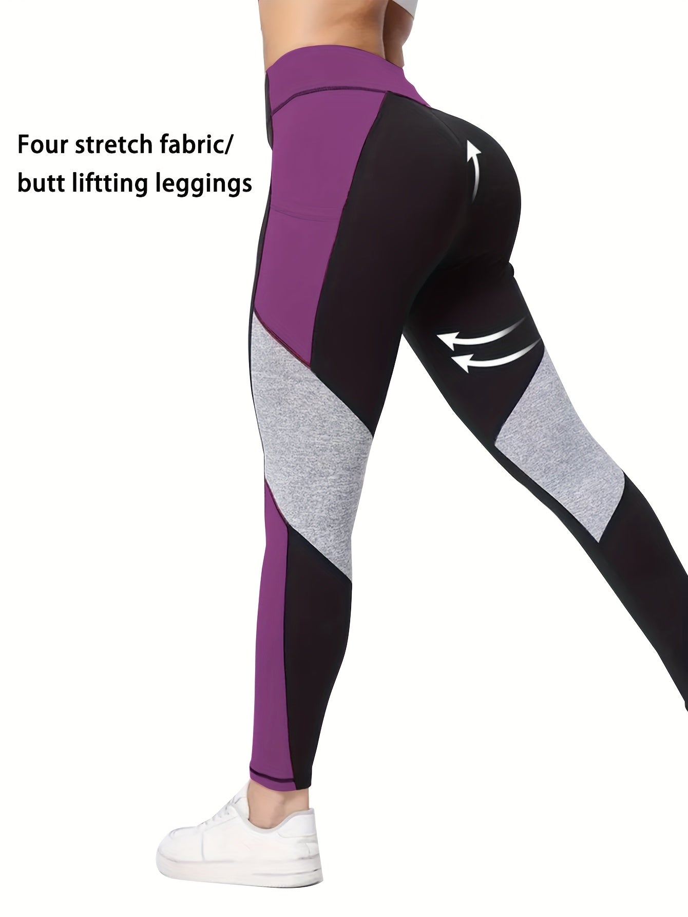 Ayollar uchun katta o'lchamdagi yoga shimlar yuqori elastiklikli rangli blokli mashg'ulot uchun skinny fit